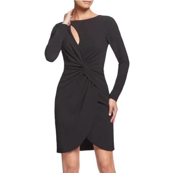 Dress The Population Coby Twist-Front Dress Sz L Black - Picture 1 of 8
